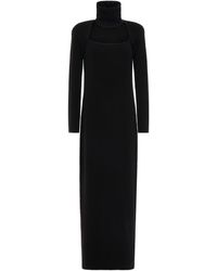 Sara Battaglia Cutout Ribbed-knit Maxi Dress - Black