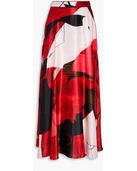 ROKSANDA - Ameera Printed Satin Midi Skirt - Lyst