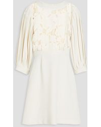 See By Chloé - Broderie Anglaise-paneled Crepe Mini Dress - Lyst