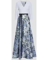 Floral Contrast Crepe Gown ...
