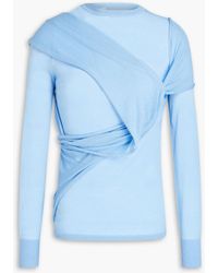 Victoria Beckham - Wrap-effect Draped Merino Wool Sweater - Lyst