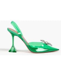 AMINA MUADDI - Rosie Crystal-Embellished Pvc Slingback Pumps - Lyst