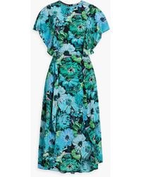 Stella McCartney - Ruffled Floral-print Silk Crepe De Chine Midi Dress - Lyst