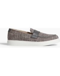 Canali - Leather-trimmed Tweed Slip-on Sneakers - Lyst