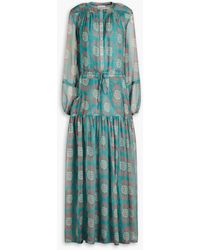 Eywasouls Malibu Floral-print Silk-chiffon Maxi Dress in Green Womens Clothing Dresses Casual and summer maxi dresses 