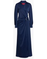 Halston - Wrap-effect Satin Maxi Dress - Lyst