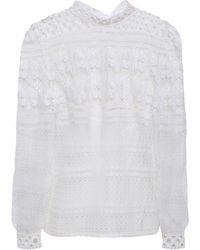 Maje Tie-neck Guipure Lace Blouse White