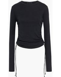 Helmut Lang - Ruched Ribbed Cotton-jersey Top - Lyst