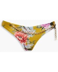 Zimmermann - Chain-embellished Floral-print Bikini Briefs - Lyst