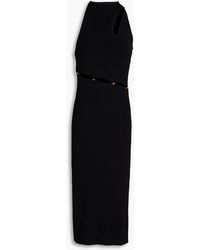 Versace - Cutout Button-embellished Ribbed-knit Midi Dress - Lyst