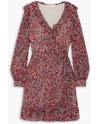 MICHAEL Michael Kors - Ruffled Paisley-print Crepe Wrap Mini Dress - Lyst