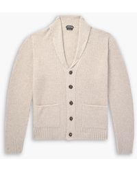 Tom Ford - Shawl-Collar Ribbed Cashmere And Silk-Blend Cardigan - Lyst
