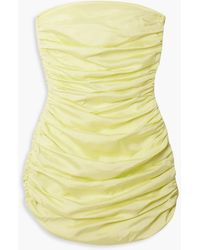 Bondi Born - Rushi Strapless Ruched Silk-blend Faille Mini Dress - Lyst
