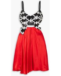 Halpern - Cutout Sequined Tulle And Satin Mini Dress - Lyst