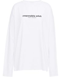 NINETY PERCENT Printed Organic Cotton-jersey Top - White