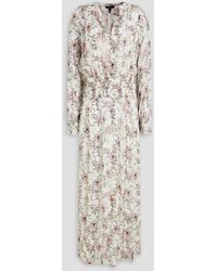 Rag & Bone - Calista Shirred Metallic Floral-print Chiffon Maxi Dress - Lyst