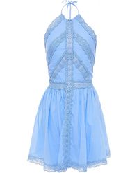 Charo Ruiz - Kim Crocheted Lace And Cotton-blend Voile Halterneck Mini Dress - Lyst