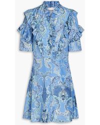See By Chloé - Ruffle-trimmed Paisley-print Silk Crepe De Chine Mini Dress - Lyst