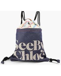 See By Chloé - Logo-print Gabardine And Denim Backpack - Lyst