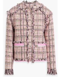 MSGM - Frayed Cotton-blend Tweed Jacket - Lyst