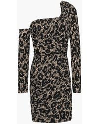 Roberto Cavalli - One-shoulder Leopard-print Stretch-jersey Mini Dress Größe 38 - Lyst