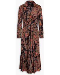 Etro - Pleated Paisley-Print Cotton-Blend Poplin Midi Shirt Dress - Lyst