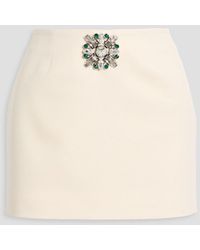 Area - Embellished Wool-Twill Mini Skirt - Lyst