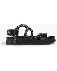 Sandro Helga Woven Leather And Cord Sandals - Black