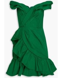 Marchesa - Off-the-shoulder Ruffled Faille Mini Dress - Lyst