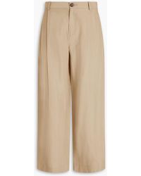 Vince - Pleated Slub Woven Wide-leg Pants - Lyst