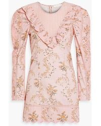 LoveShackFancy - Cedella Ruffled Floral-print Cotton Mini Dress - Lyst