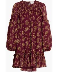 Cinq À Sept - Zola Shirred Floral-print Crepe De Chine Mini Dress - Lyst