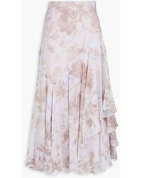 Erdem - Asymmetric Floral-print Silk-georgette Midi Skirt - Lyst