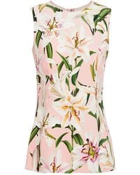 Dolce & Gabbana - Floral-print Stretch-crepe Top - Lyst