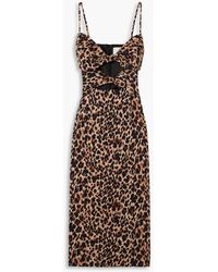 Racil - Mia Knotted Leopard-print Cotton-blend Midi Dress - Lyst