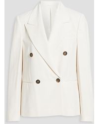 Brunello Cucinelli - Double-breasted Bead-embellished Crepe Blazer - Lyst