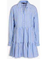Veronica Beard - Atari Tiered Striped Cotton-poplin Mini Shirt Dress - Lyst