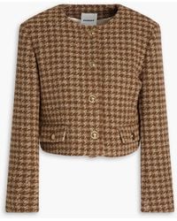 Sandro - Cropped Houndstooth Bouclé-tweed Jacket - Lyst
