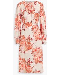 Mikael Aghal - Floral-Print Fil Coupé Chiffon Midi Dress - Lyst