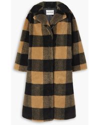 Stand Studio - Maria Oversized Checked Faux Shearling Coat - Lyst