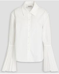 Jonathan Simkhai - Jordy Pleated Cotton-blend Poplin Shirt - Lyst