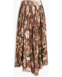 Zimmermann - Ruffled Floral-Print Cotton Midi Skirt - Lyst