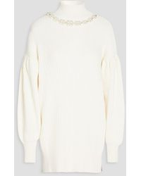 Simone Rocha - Oversized Embellished Ribbed-knit Turtleneck Sweater - Lyst