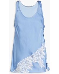 3.1 Phillip Lim - Lace-trimmed Layered Cotton-jersey And Satin Tank - Lyst