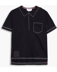 Thom Browne - Embroidered Wool-jersey T-shirt - Lyst