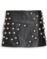Area - Studded Embellished Leather Mini Skirt - Lyst