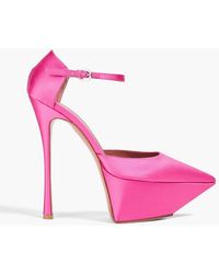 AMINA MUADDI - Angelica Satin Platform Pumps - Lyst