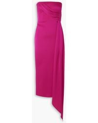 Alex Perry - Strapless Draped Satin-crepe Midi Dress - Lyst