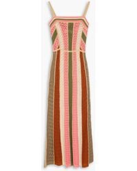 Zimmermann - Gestreiftes midikleid aus einer gehäkelten baumwollmischung - Lyst
