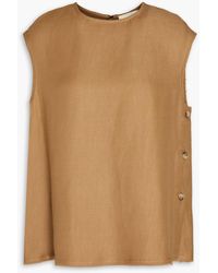 Loulou Studio - Frayed Button-embellished Linen-blend Twill Top - Lyst